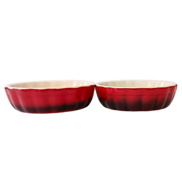 2 ROCQ‎ Parisian Patisserie Ramekins Quiche Tart Pie Baking Dish Set Ombre Red - Picture 10 of 16